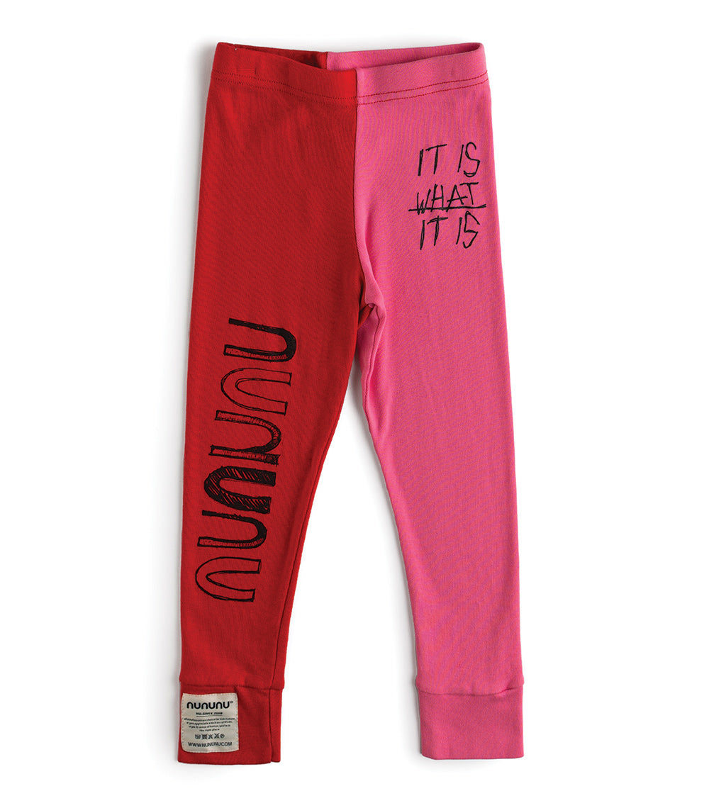 Kid | It Is What It Is Duo Leggings | Hot Pink x Red