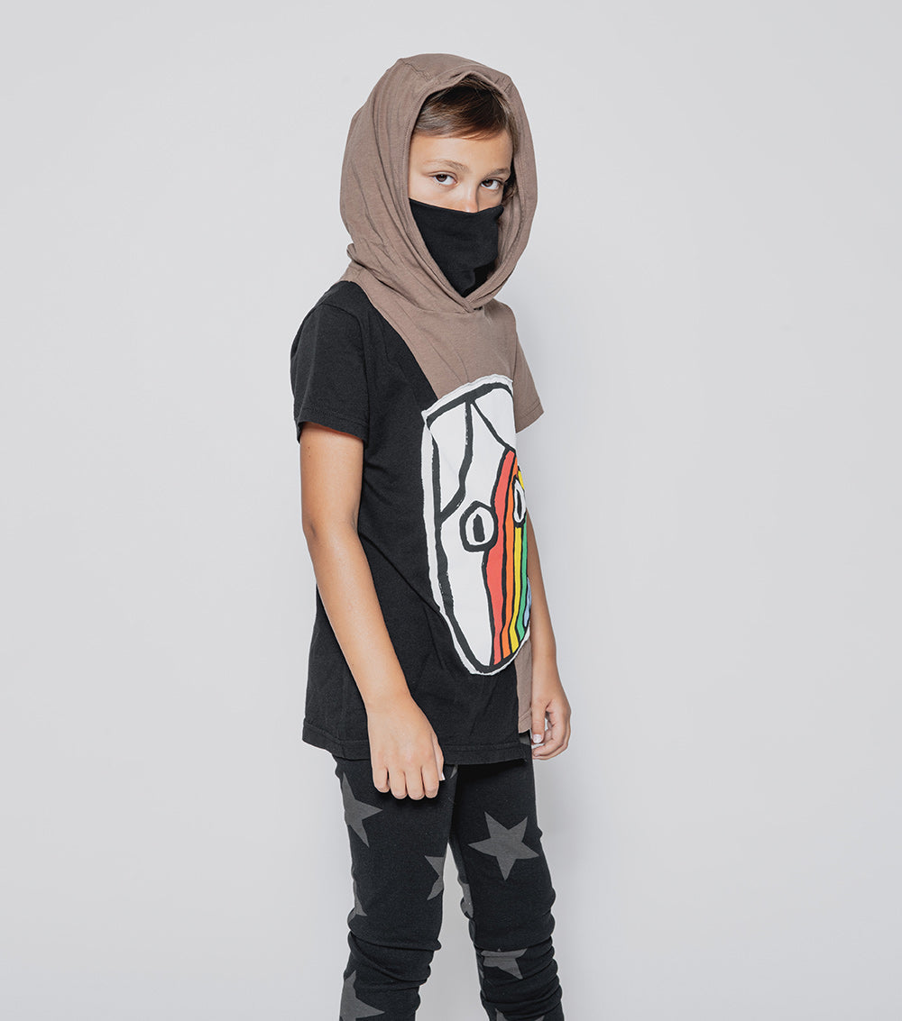 Kid | Rainbow Dude Ninja Shirt | Black x Earth Brown