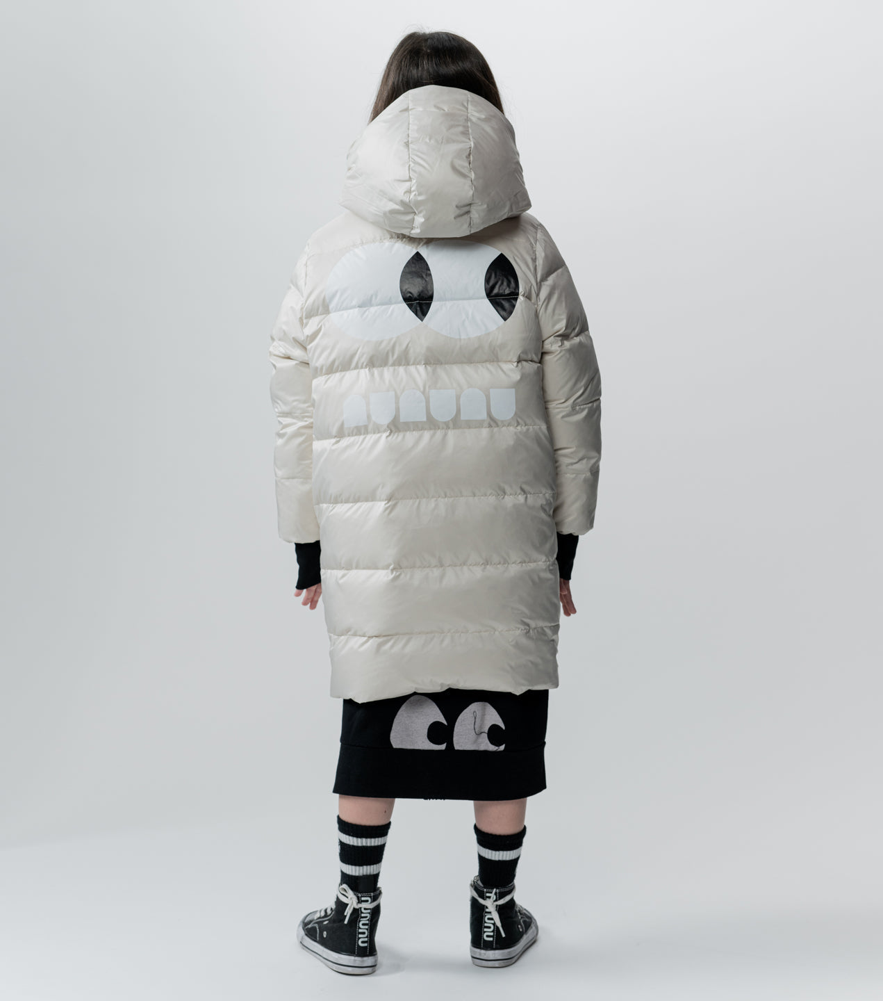 Unisex | Reversible Side Eye Down Coat | Black x Smokey Natural