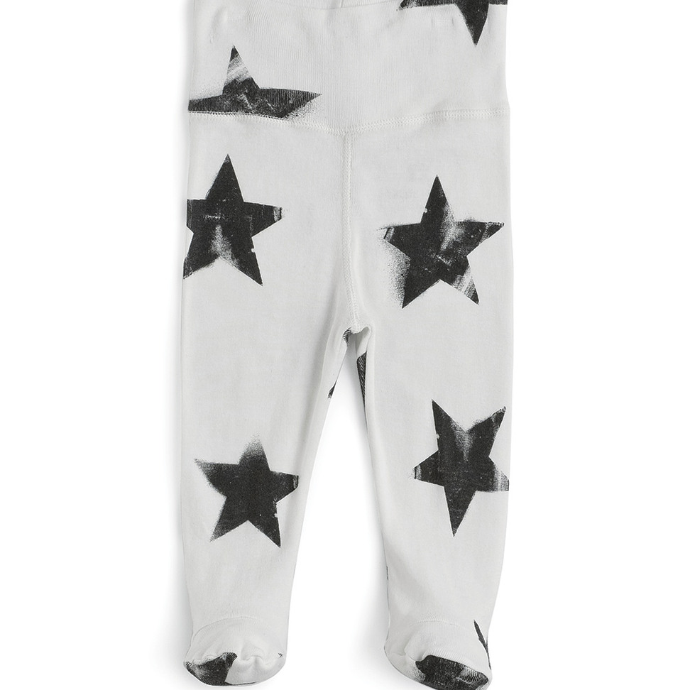 Newborn | Star Footed Leggings | White