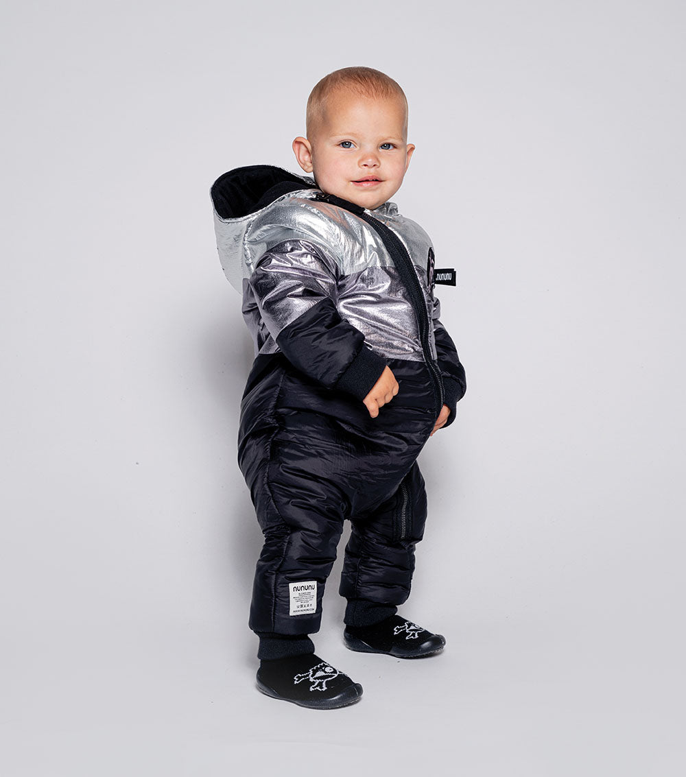 Newborn | Puffy Trio Overall | Black x Silver
