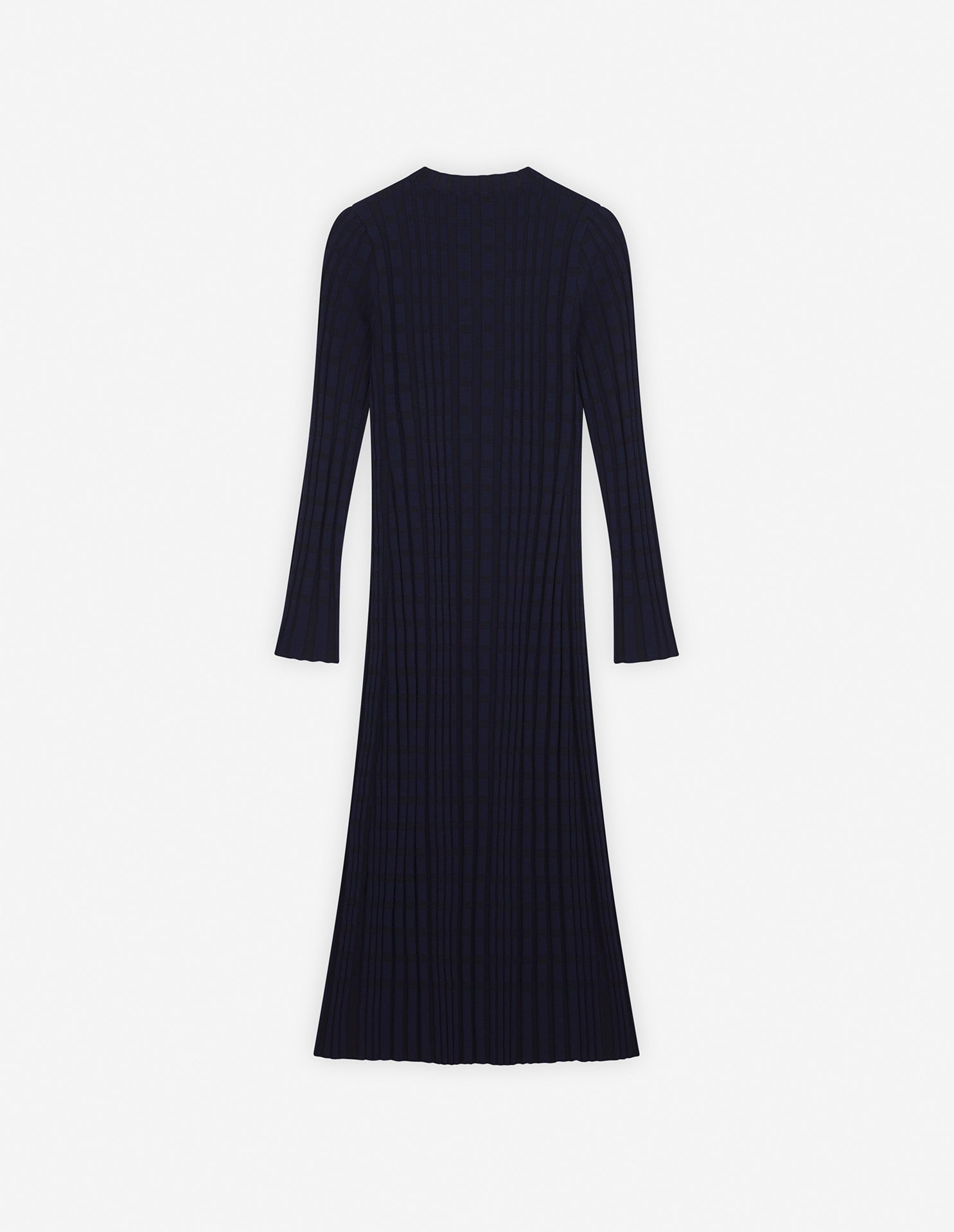 Womens | Checked Ribbed Long Knit Dress | Eclipse Blue/Black
