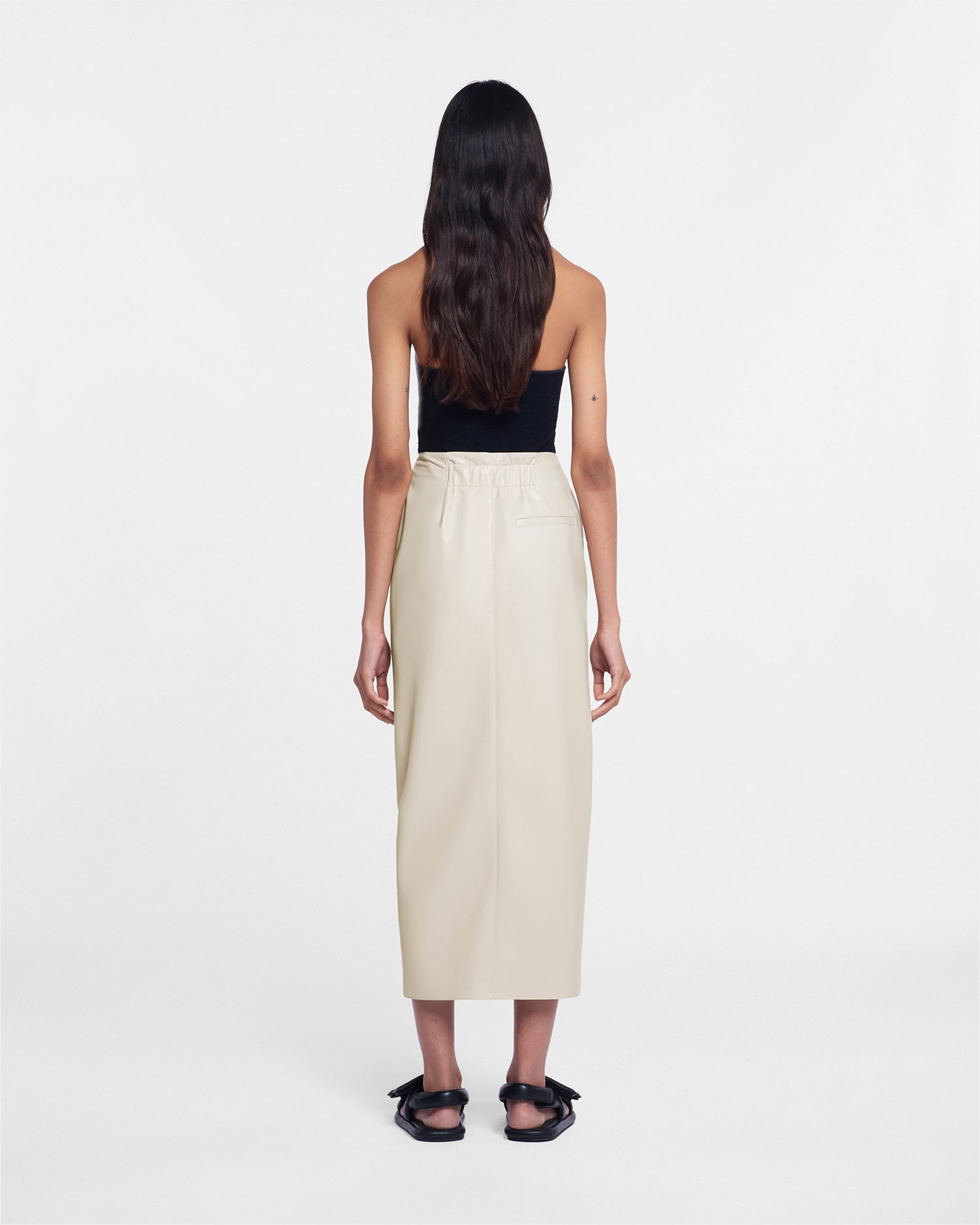 Amas Okobor Alt-Leather Sarong Skirt | Creme