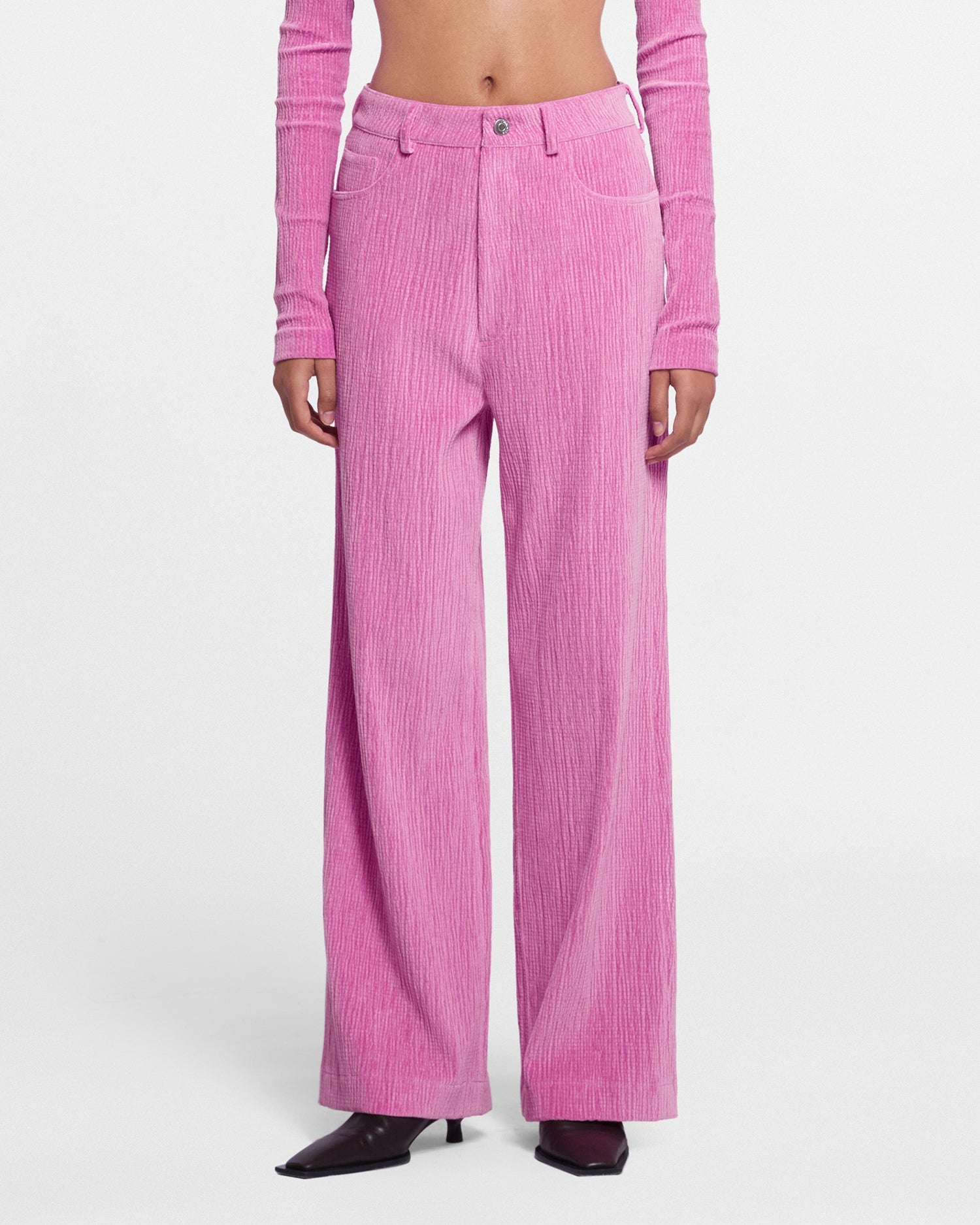 Josine Velvet Seersucker Baggy Pants | Orchid