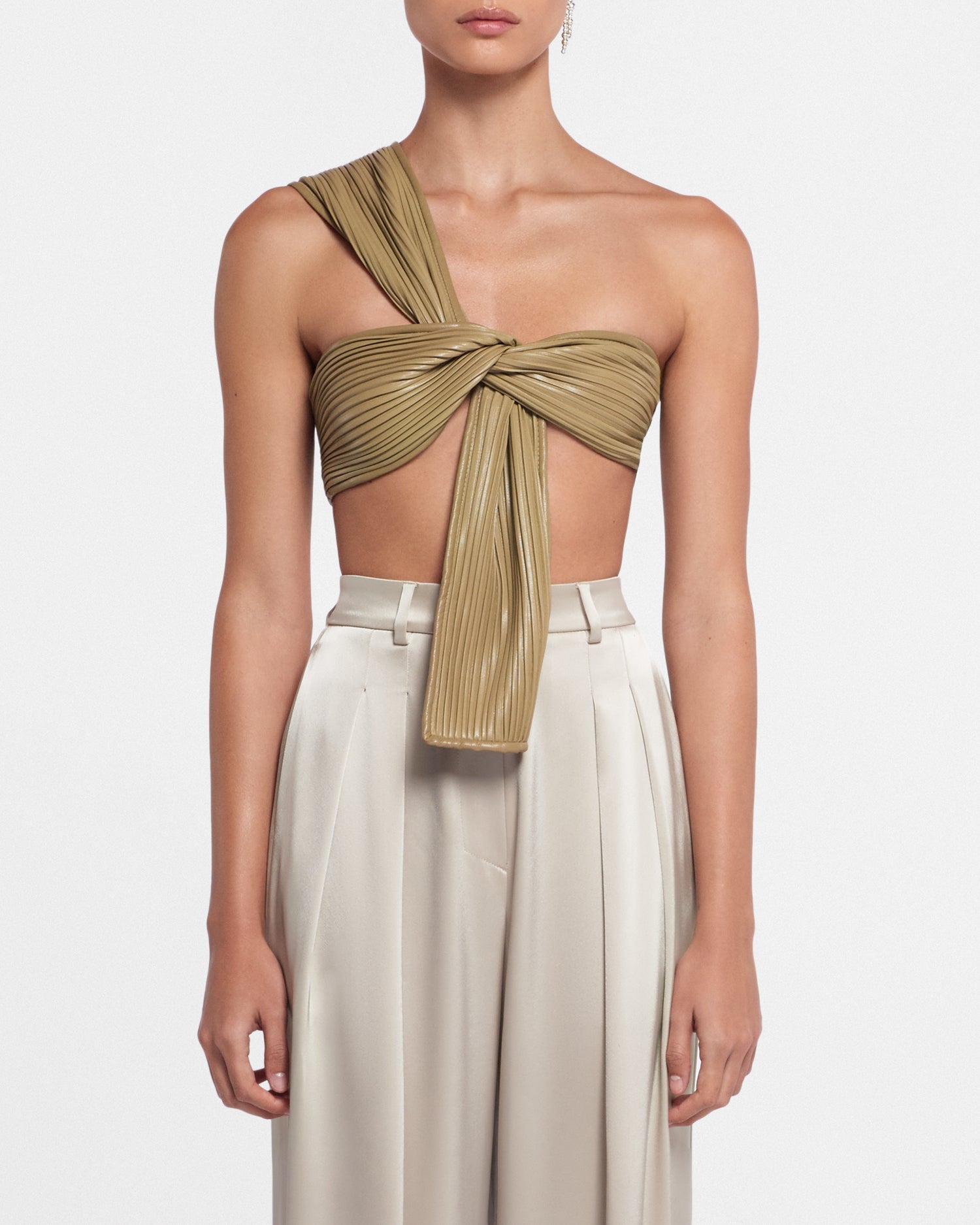 Adda Okobor Alt-Leather Bralette | Light Khaki