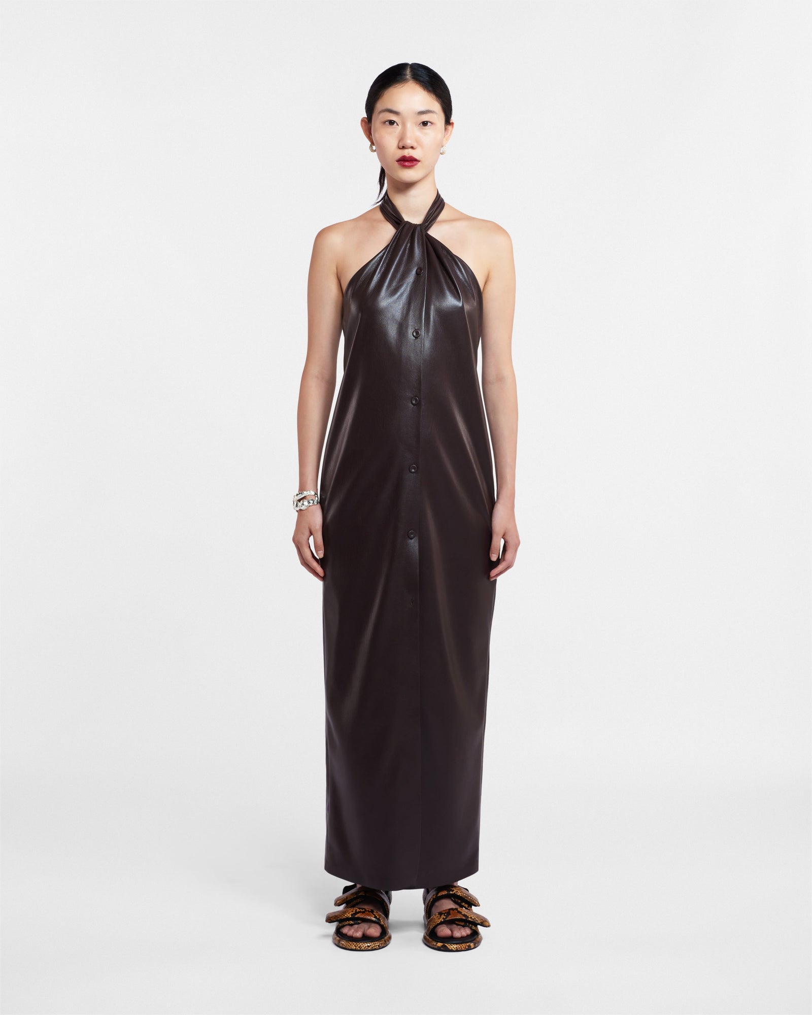 Elima Okobor Halterneck Dress | Coffee Ground