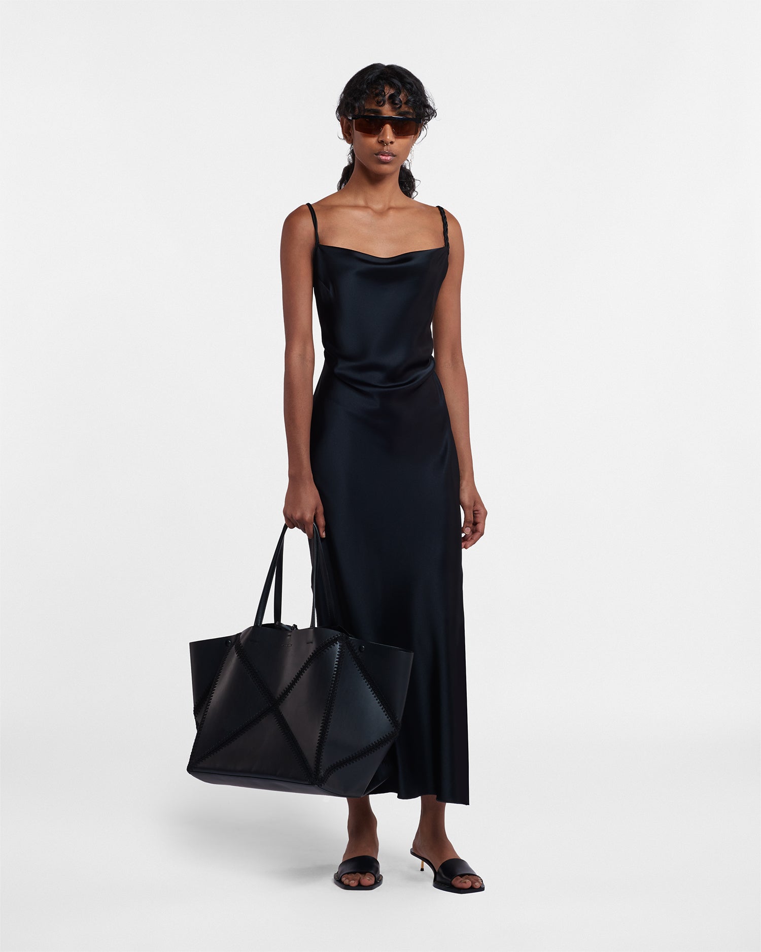 Fiore Slip-Satin Dress | Black