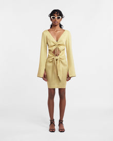 Gilia Ruched-Front Dress | Oat Linen