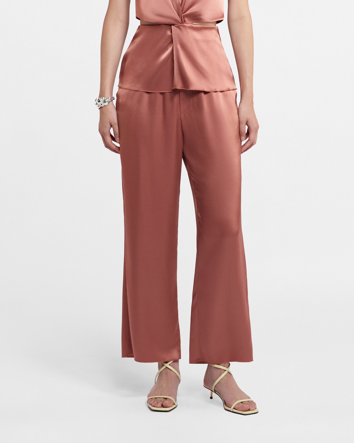 Odessa Slip Satin Pants | Brown Terra