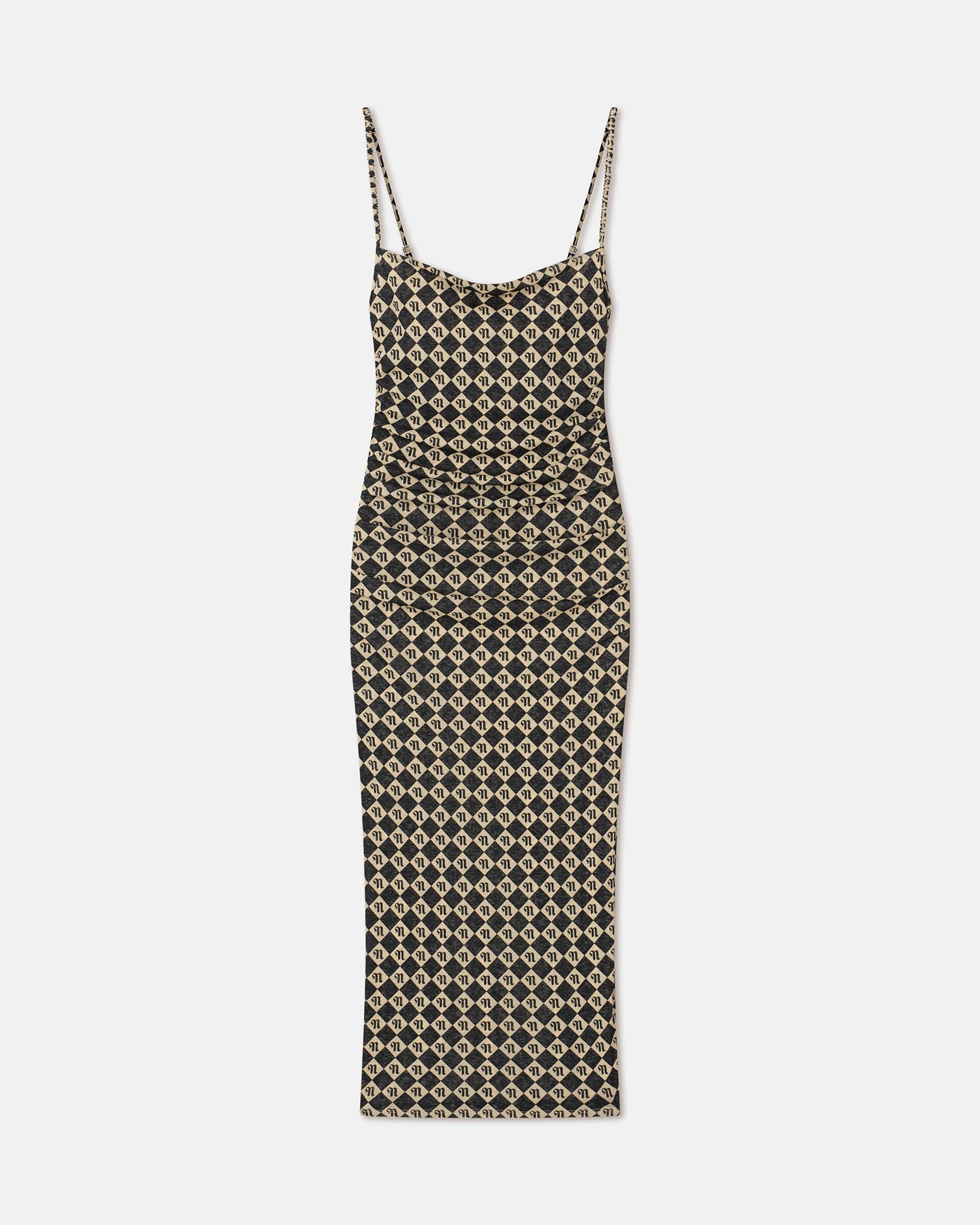 Alexa Mesh Jersey Midi Dress | Black Diamond Check