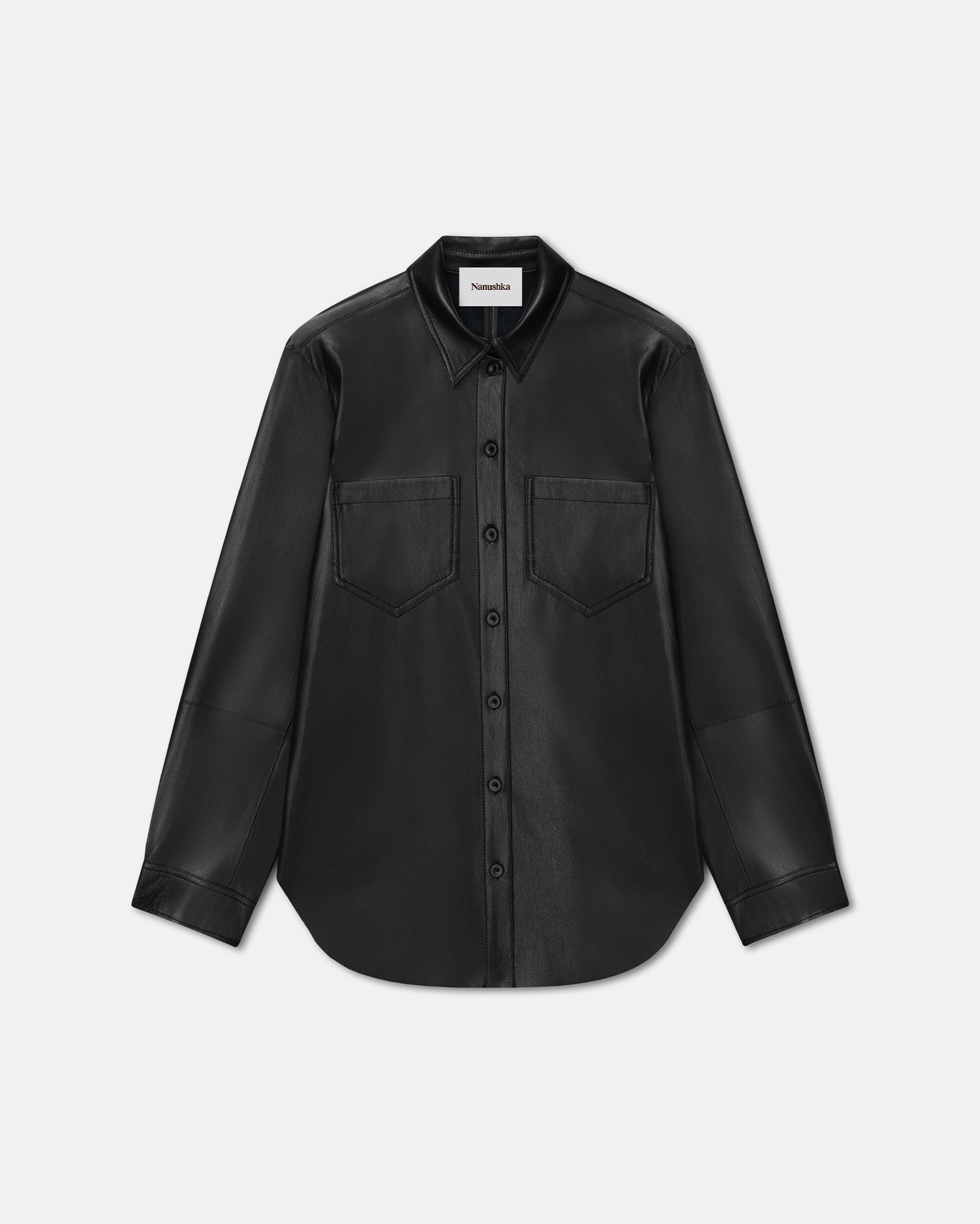 Giana Okobor Alt-Leather Shirt | Black