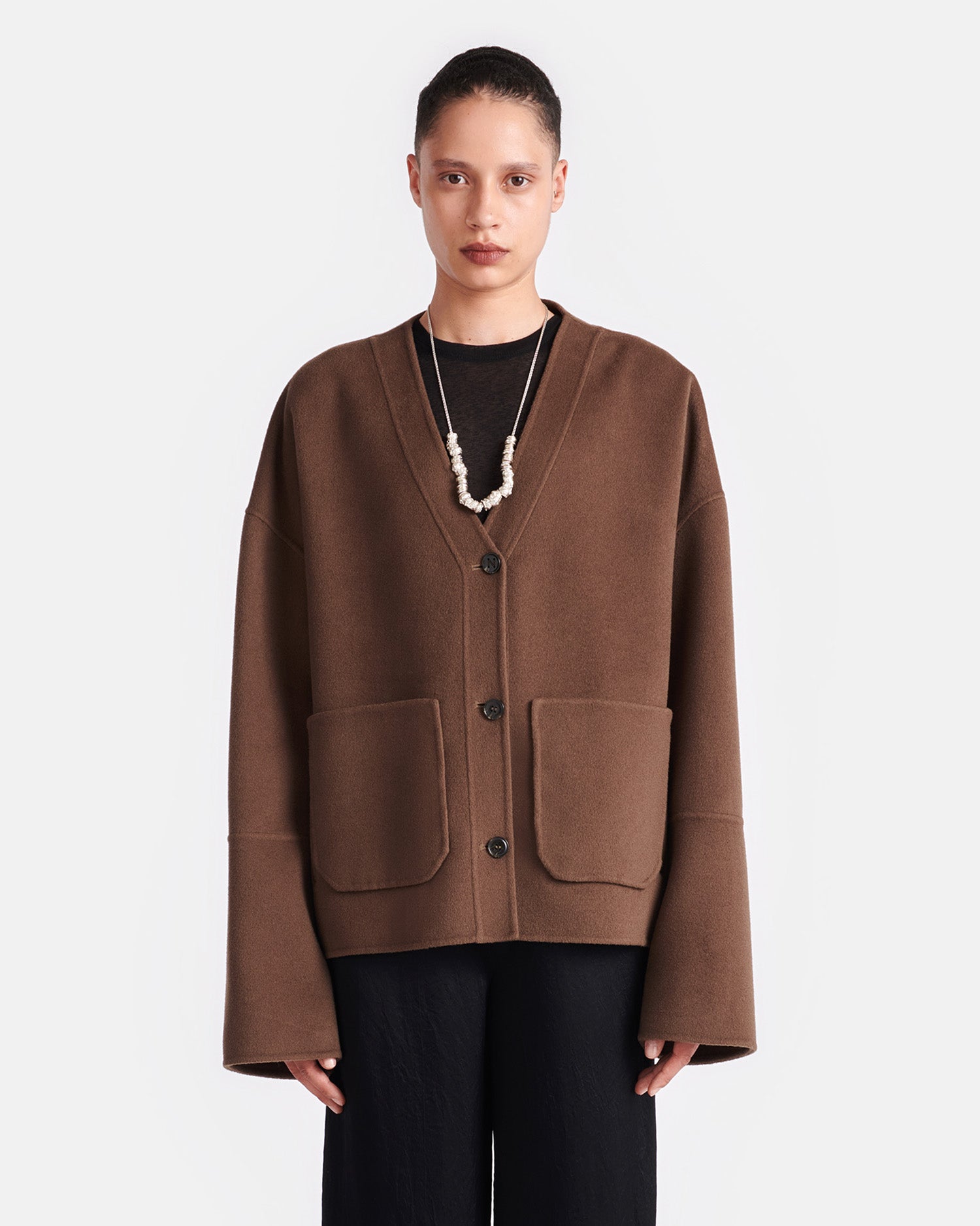 Dodie Double Wool And Silk Blend Jacket | Chocolate Chip