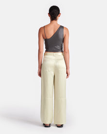 Womens | Husna Belted Crinkled-Satin Pants | Green Tea