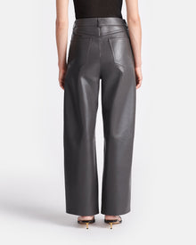 Abrah Regenerated Leather Barrel-Leg Pants | Midnight Green