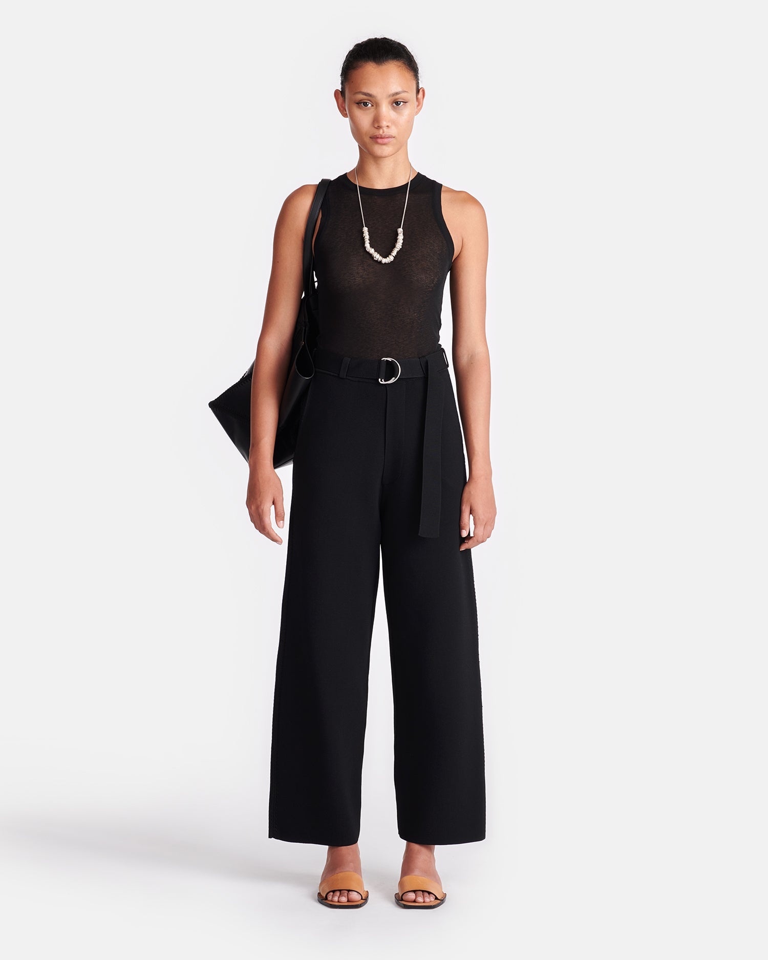 Womens | Bessie Crochet-Trim Barrel-Leg Pants | Black