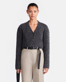 Henny Cropped Brushed-Alpaca Cardigan | Charcoal