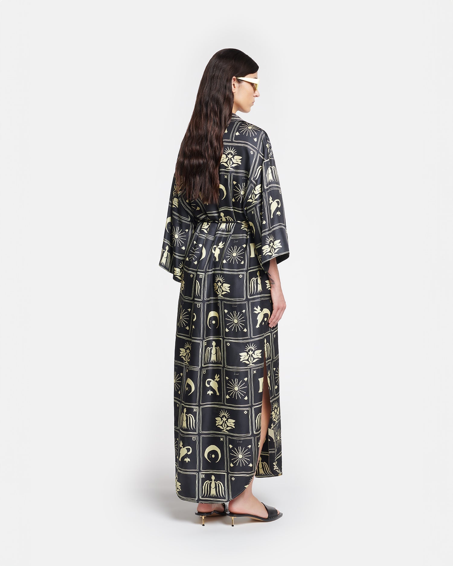 Womens | Damala Printed Shirt Dress | Folk Art Black