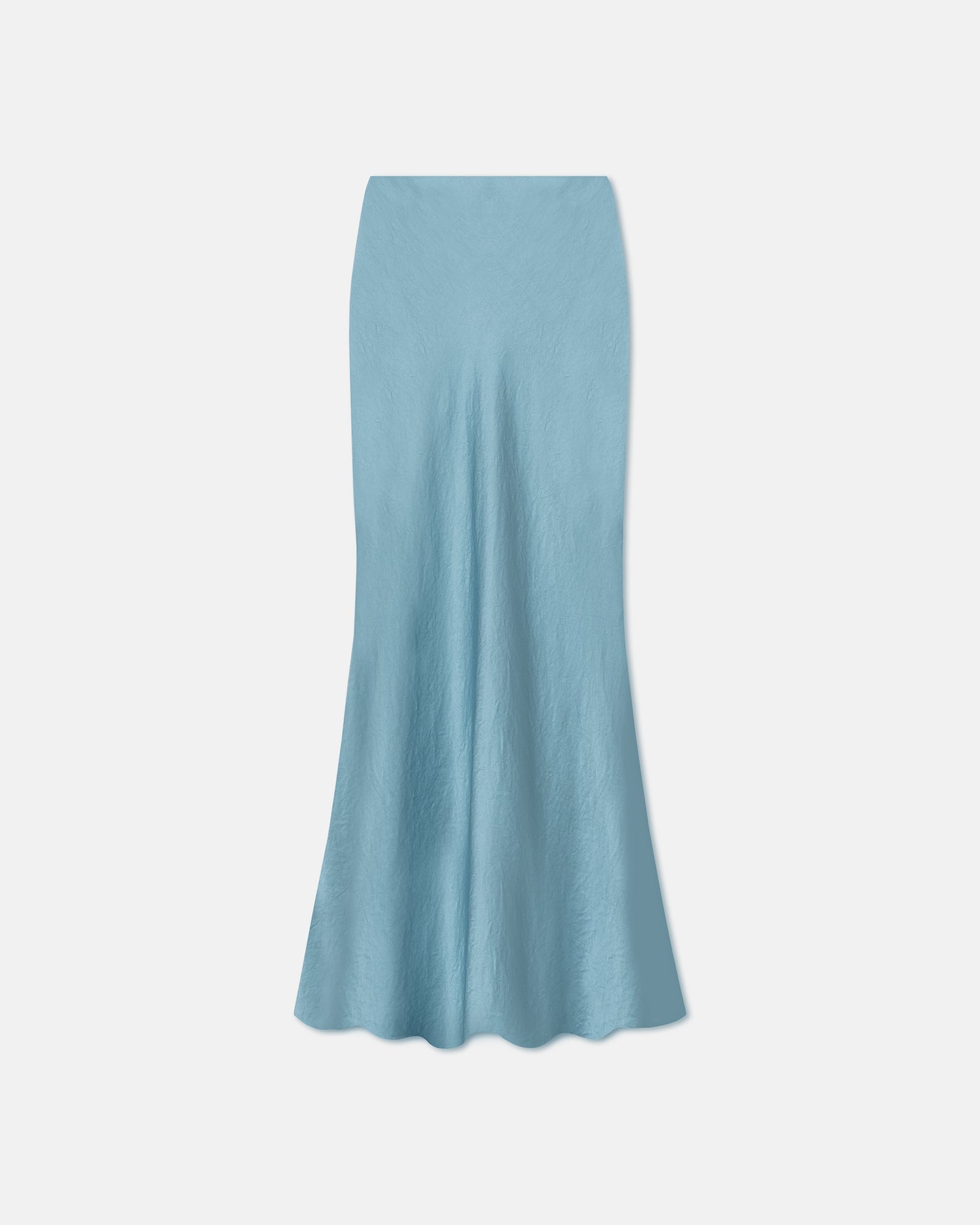 Fea Crinkled-Satin Long Skirt | Aqua