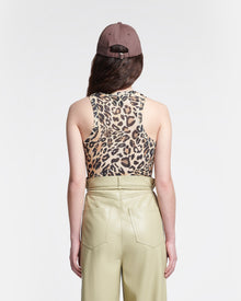 Anneke Mesh-Jersey Tank Top | Leopard