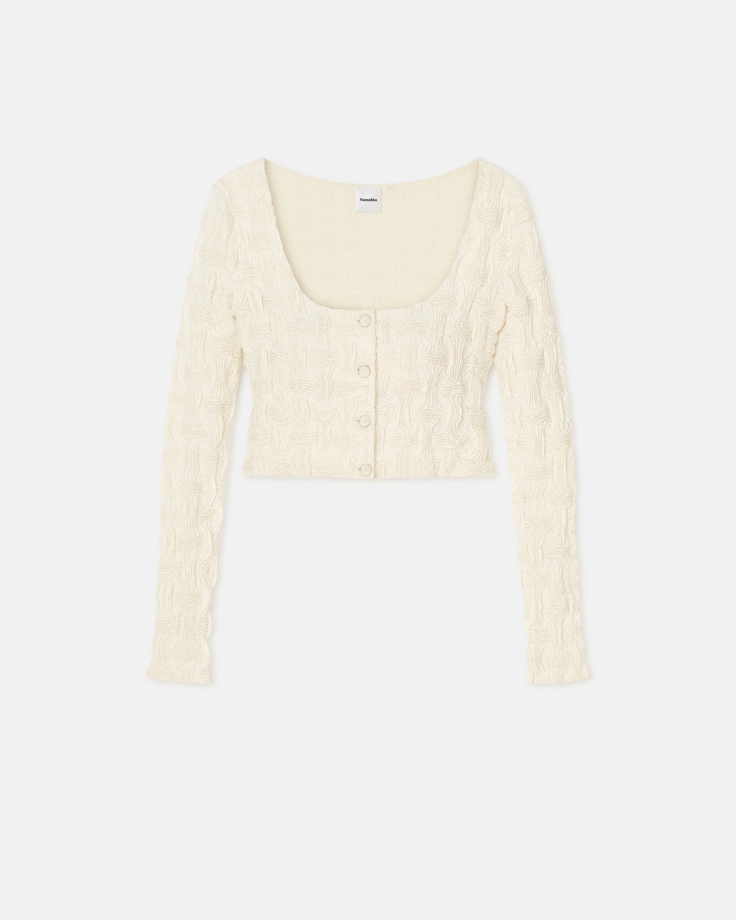 Jylan Cropped Seersucker Tech Linen Top | Creme