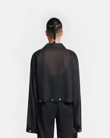 Womens | Vally Studded Cropped Organza Shirt | Black