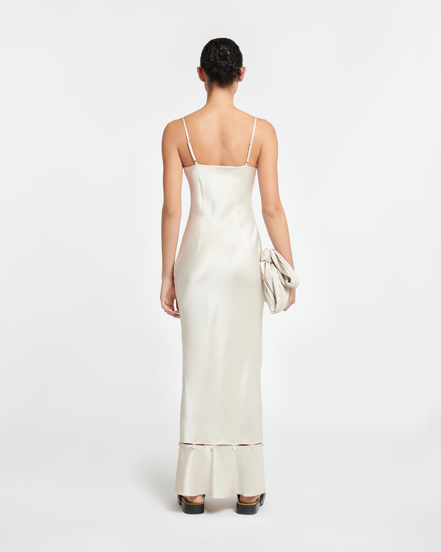 Renny Slip Satin Maxi Dress | Creme