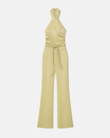 Rabia Slip Satin Jumpsuit | Lime Yellow