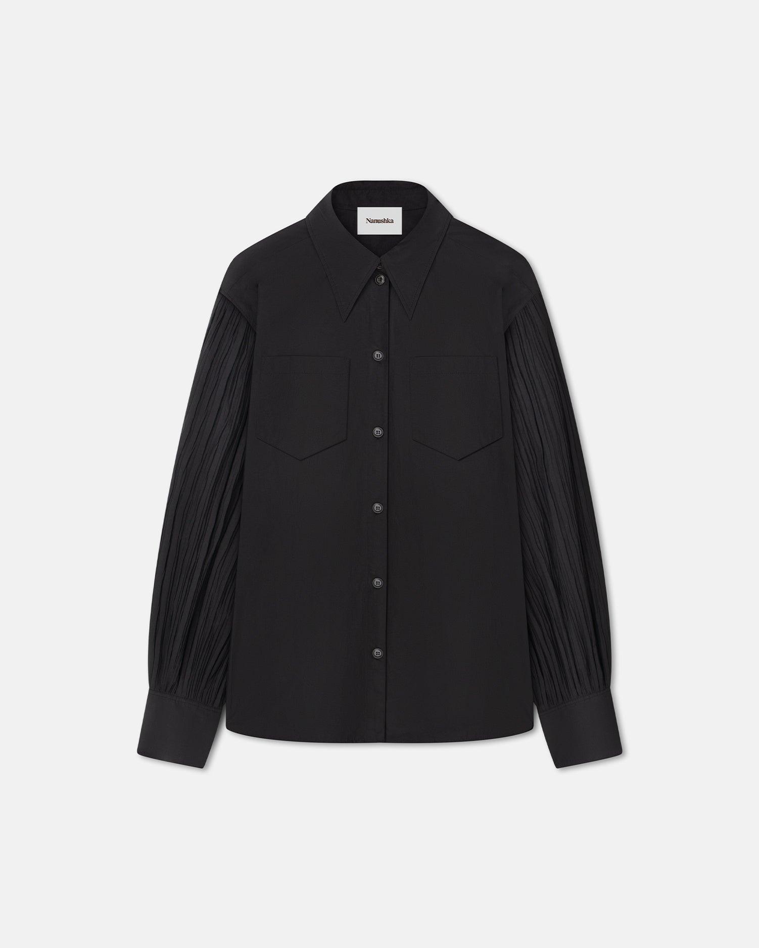 Womens | Nele Pleated Poplin Shirt | Black