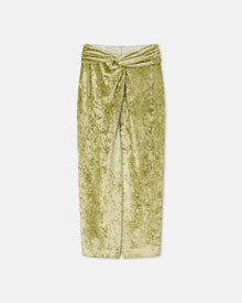 Carlene Twist-Front Crushed Velvet Skirt | Sage