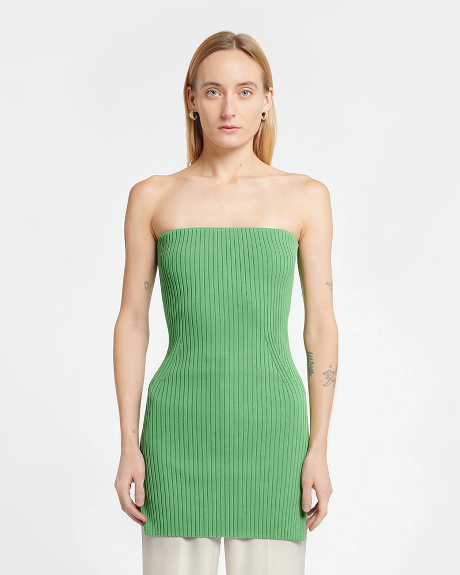 Brynn Ribbed Sleeveless Top | Green