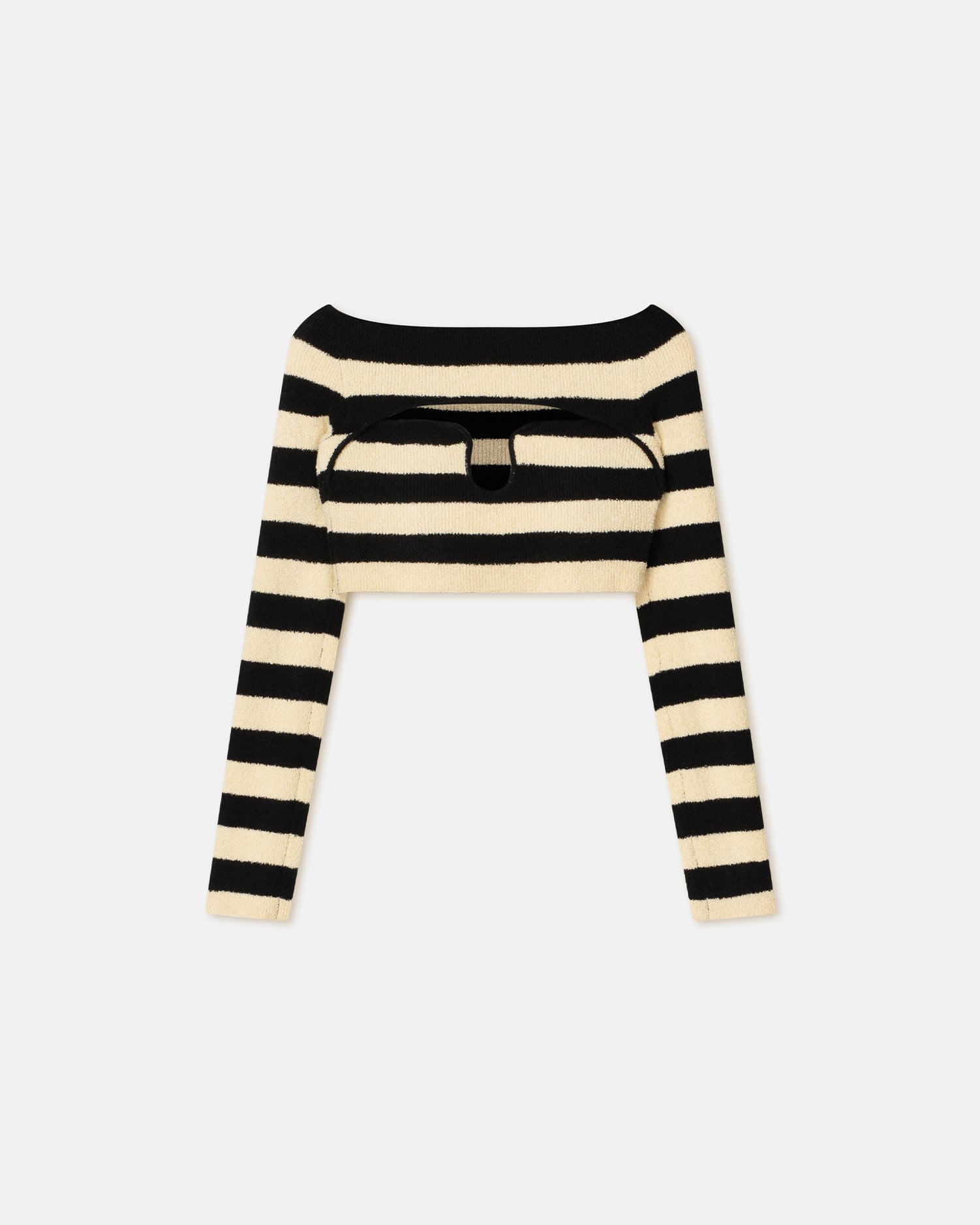 Marnin Striped Terry-Knit Top | Creme/Off Black