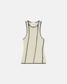 Enna Patchwork Mesh-Jersey Tank Top | White Wax/Black