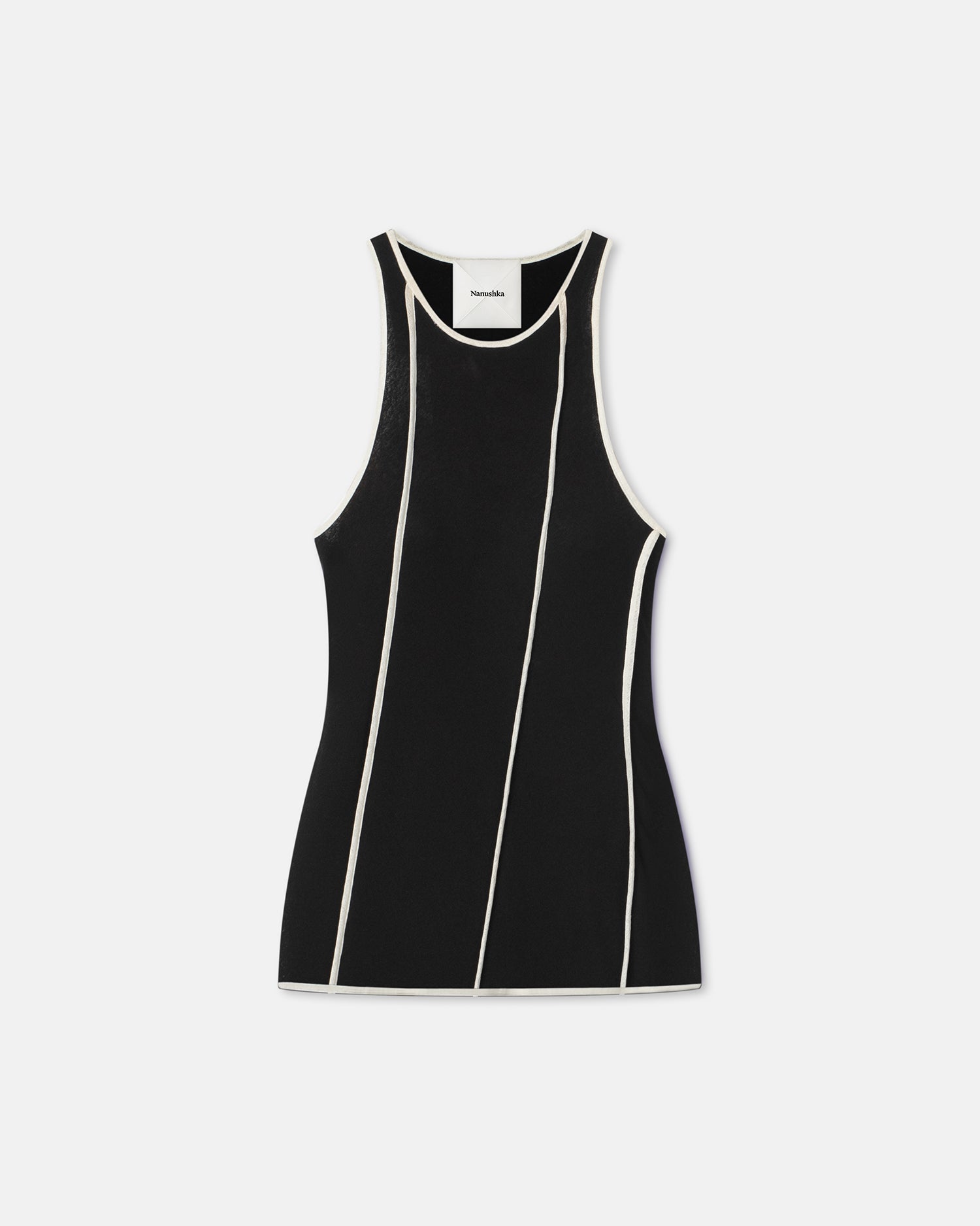 Enna Patchwork Mesh-Jersey Tank Top | Black/White Wax