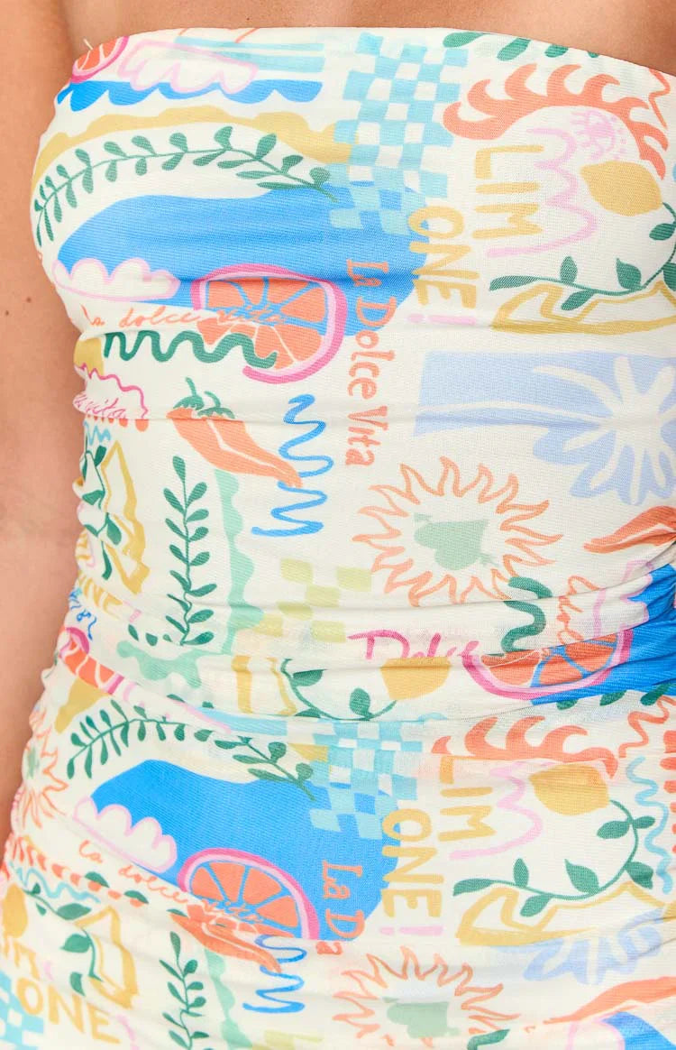 Gathered Strapless Mini Dress | Nadi Dolce Print