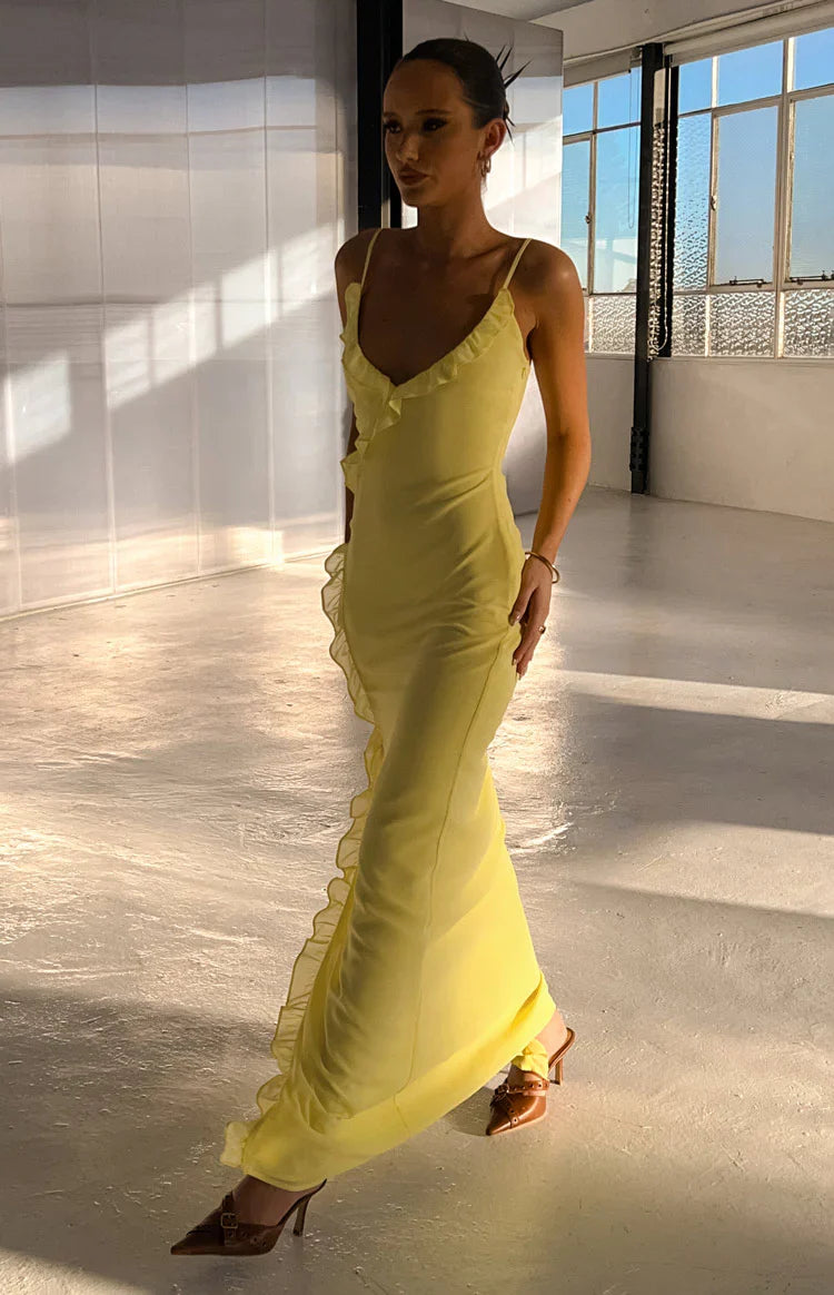Nahanee Ruffle Maxi Dress | Yellow
