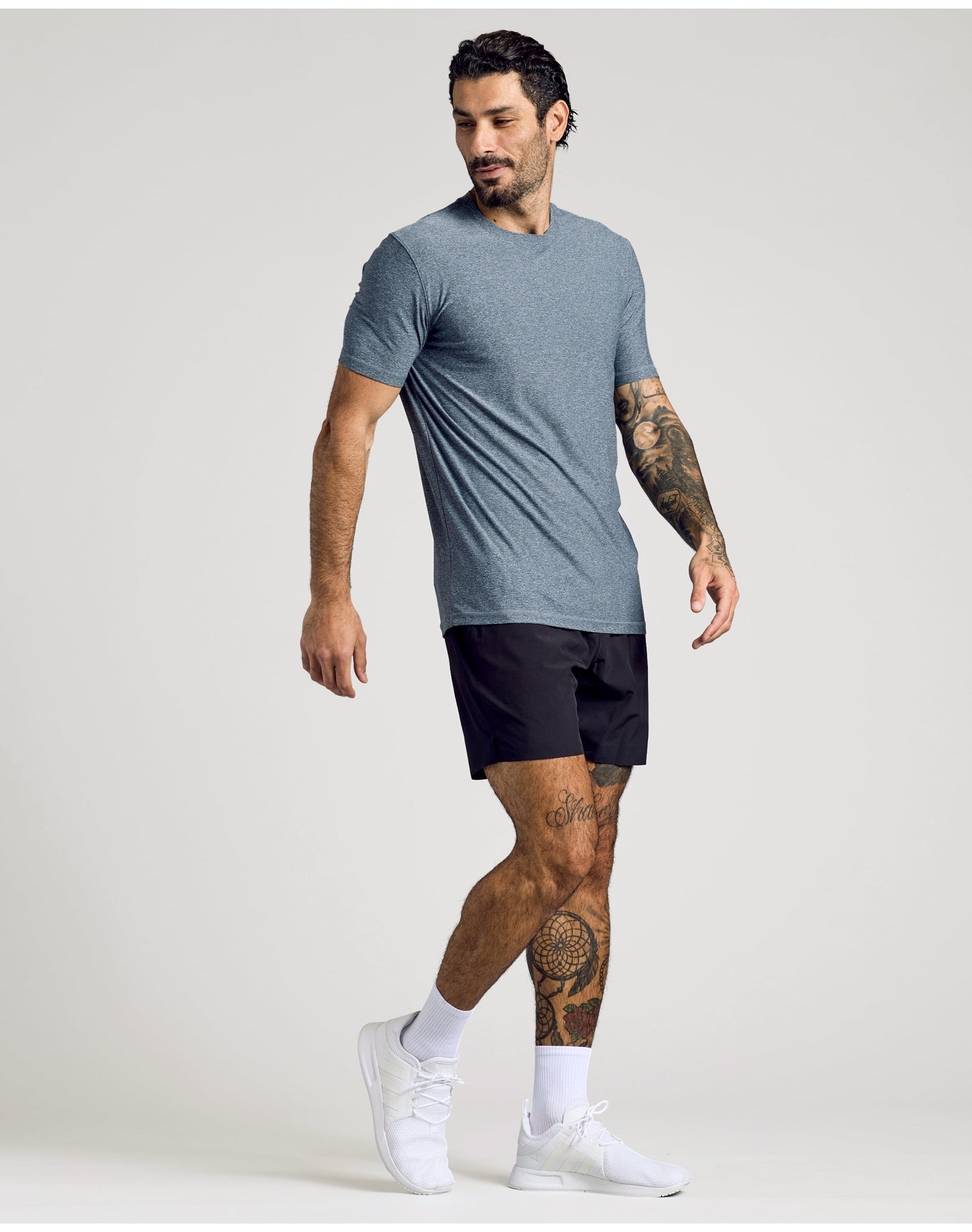 Navy Active Crew Neck Tee | Heather