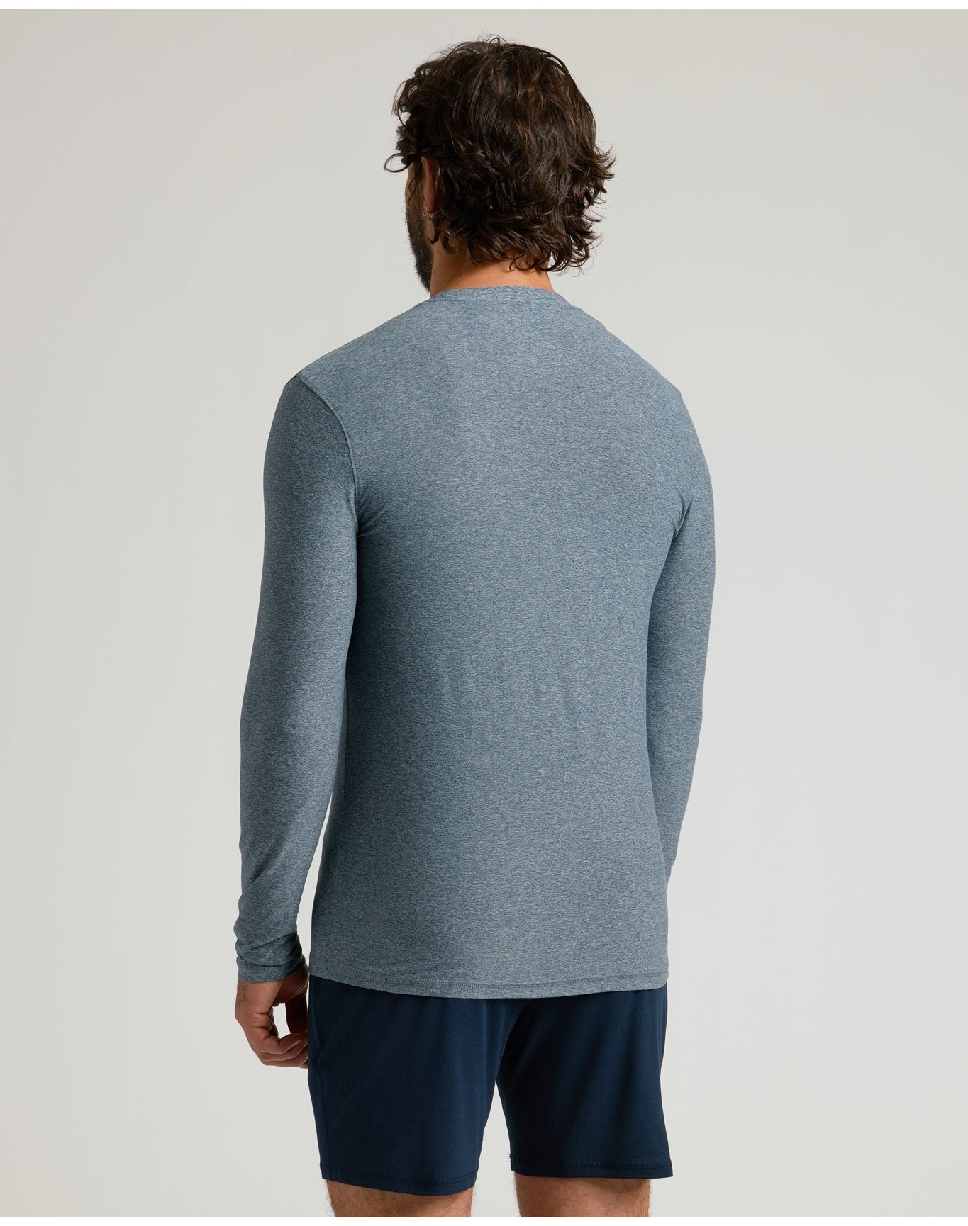 Navy Active Long Sleeve Crew T-Shirt | Heather