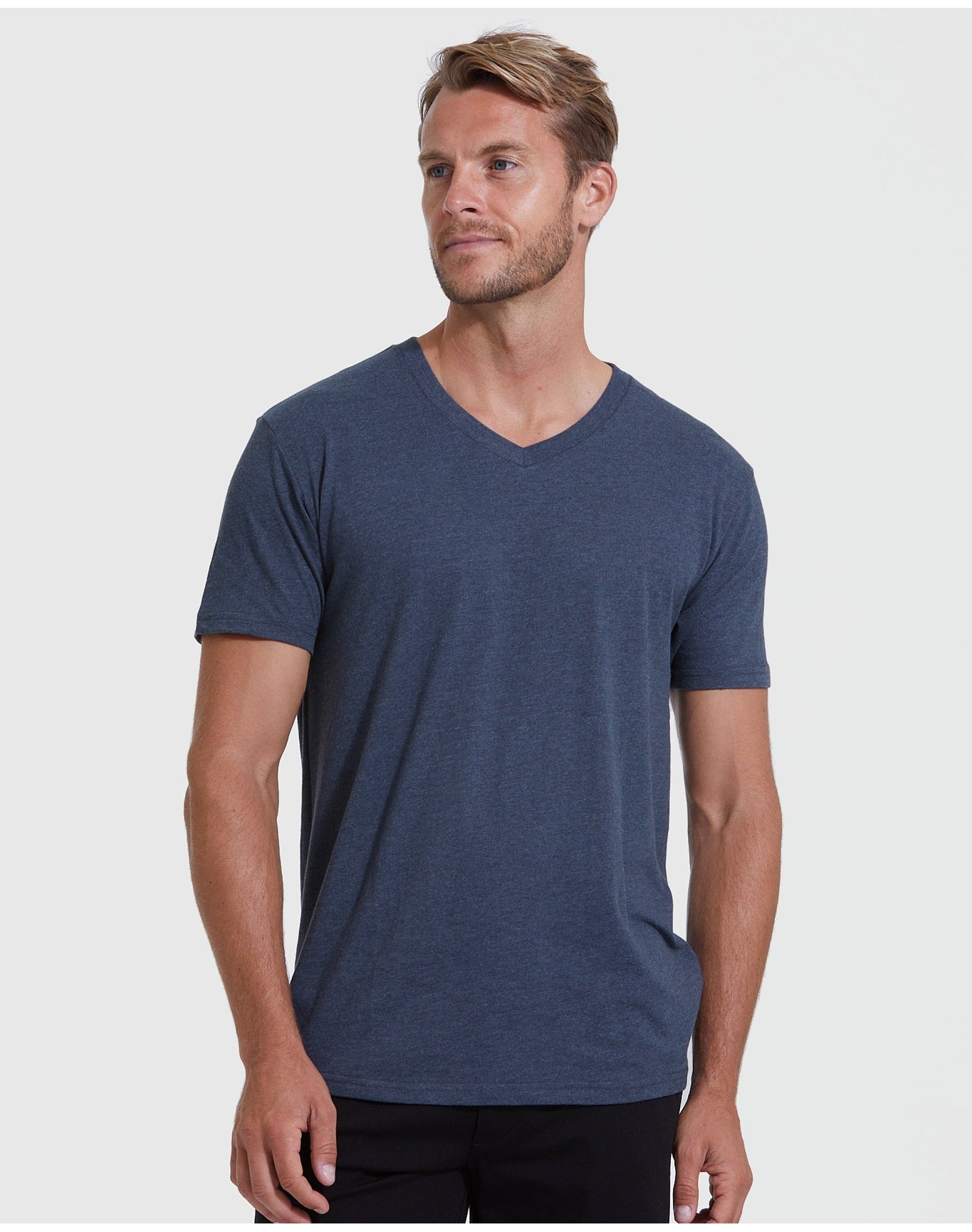 Navy Classic V-Neck | Heather