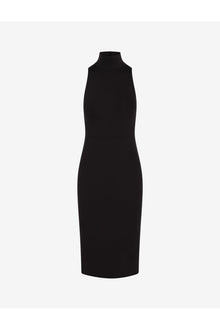 Neoprene Turtleneck Midi Dress | Black