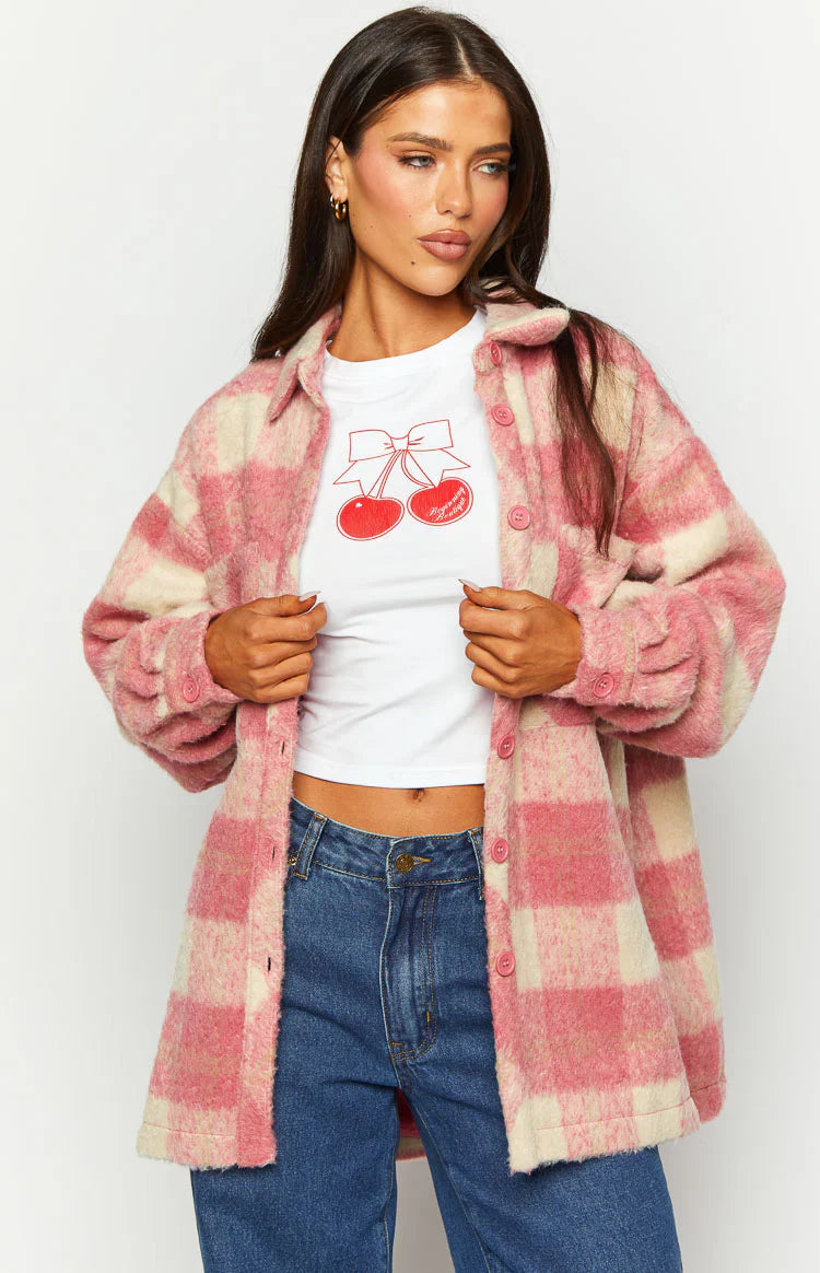 Neve Check Jacket | Pink