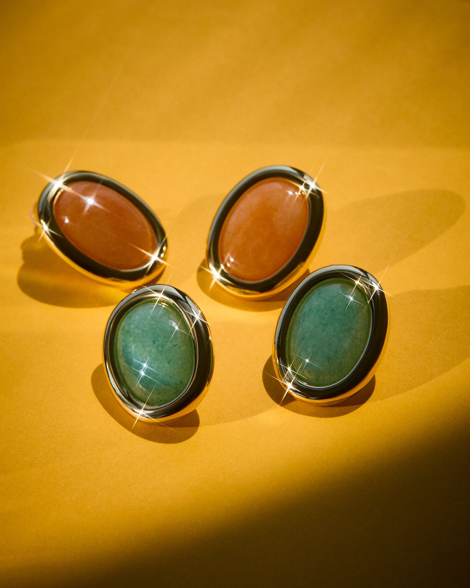 Sunset Stone Studs | Red Aventurine | Silver