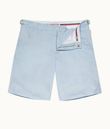 Norwich Linen Tailored Fit O.B Stripe Linen Shorts | Ice Blue