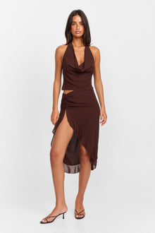 Serene Midi Skirt | Brown