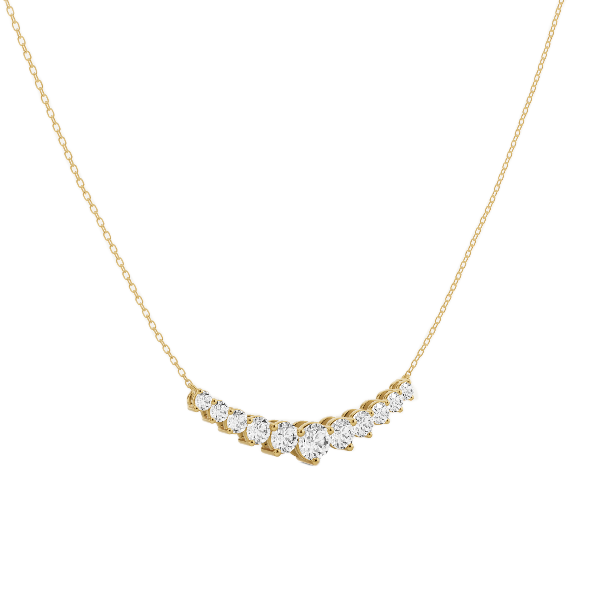 Womens | Smile Pendant Necklace | 10K Yellow Gold | 2 CTW Round Cut Lab Grown Diamond | F-VS2