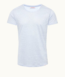 OB-T Linen Crew Neck Linen T-Shirt | Soft Blue