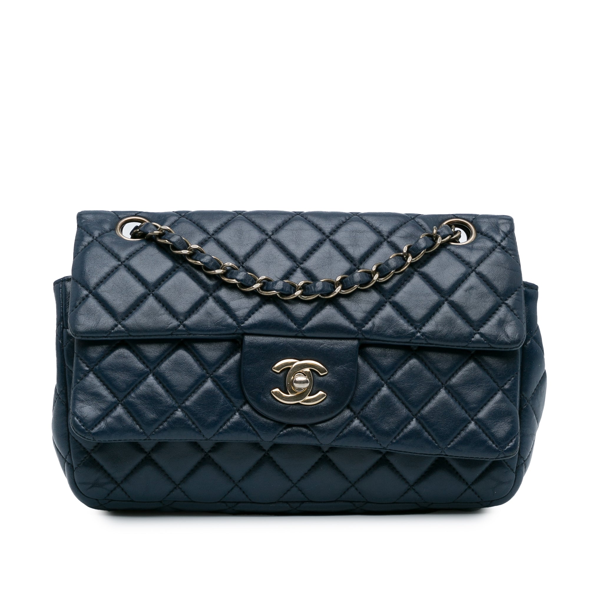 Chanel | Pre-Owned CC Quilted Lambskin Double Flap | Blue/Navy