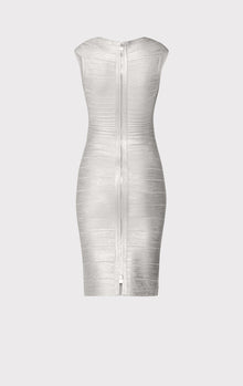 Scoop Neck Bandage Foil Dress | Silver Foil