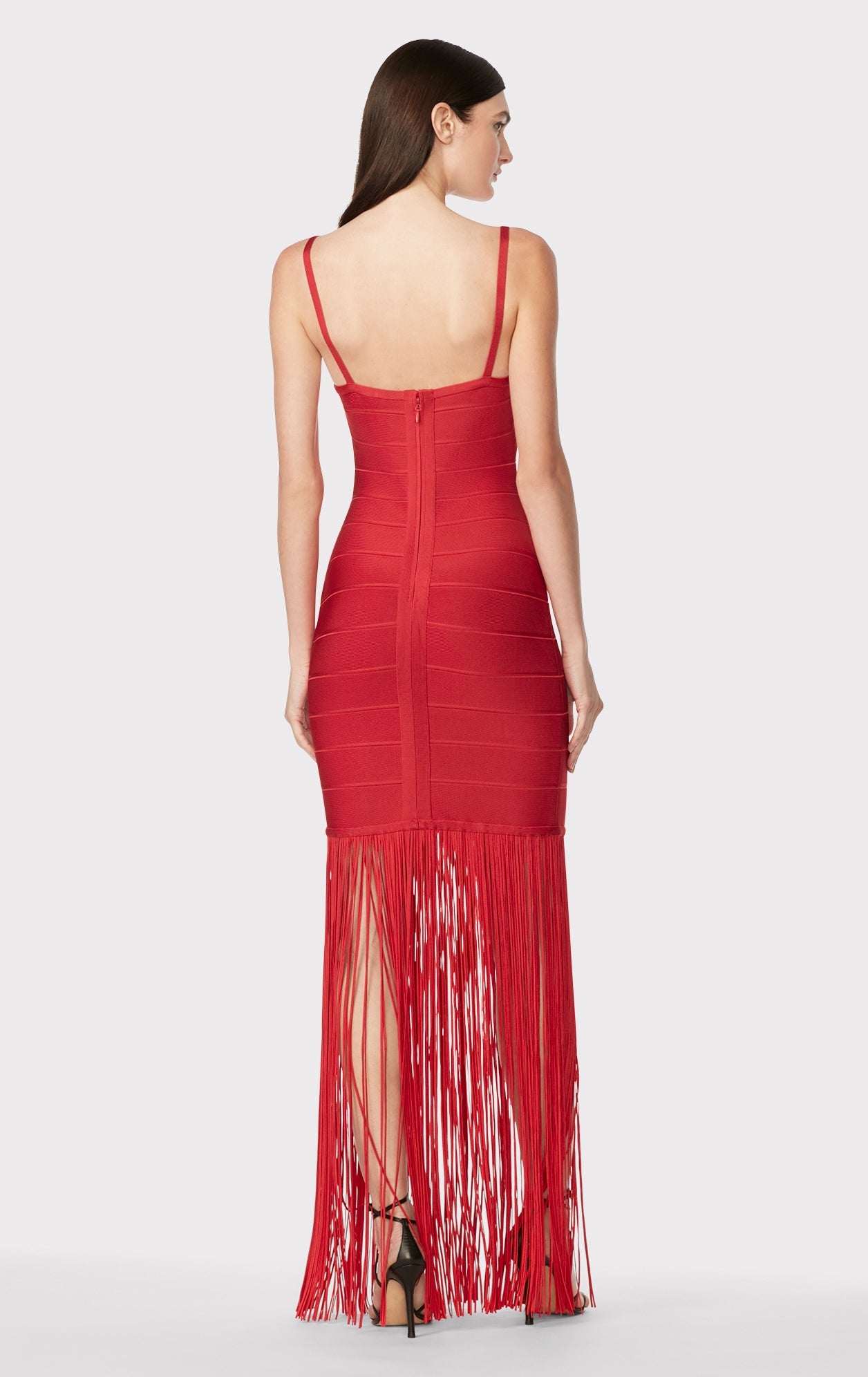 Banded Fringe Gown | Lipstick Red