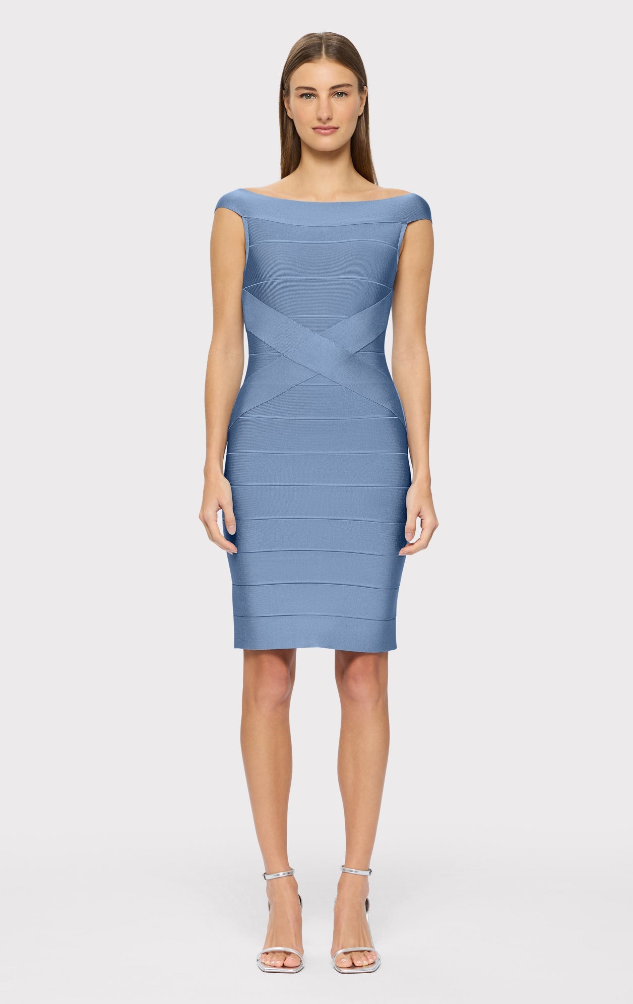 Bateau Criss Cross Waist Bandage Dress | True Blue