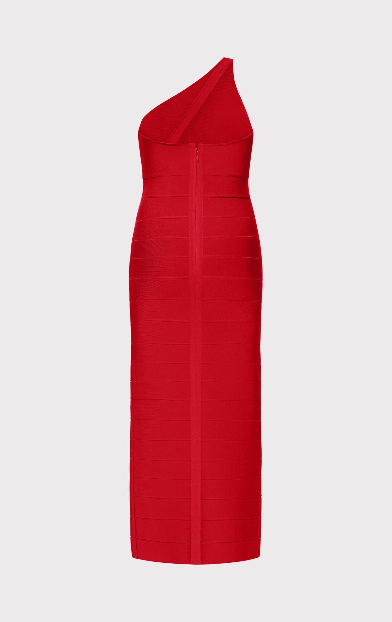 One Shoulder Bandage Gown W Slit | Lipstick Red